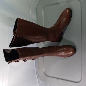 Ecco leather toffee brown knee high boots size 10
